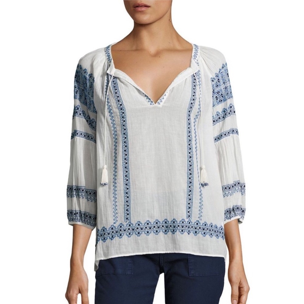 Joie Gauge Embroidered Peasant Top